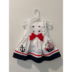 NWOT Good Lad Baby Girls 12M Nautical Embroidered Sailor Dress